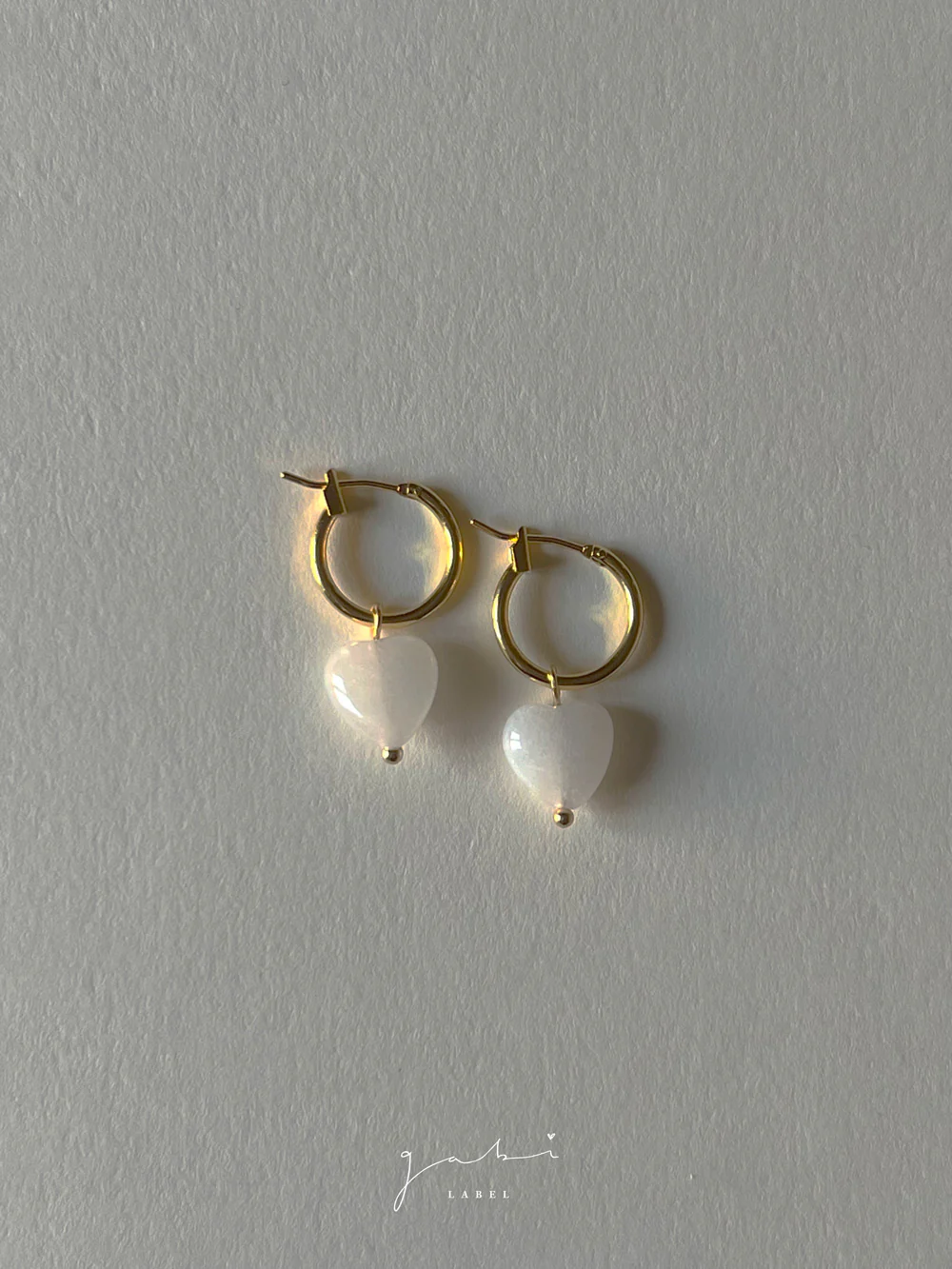 White Jade Heart Hoop Earrings - Image 7