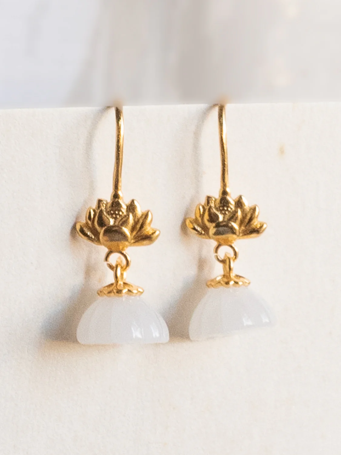 White Jade Lotus Earrings - Image 4